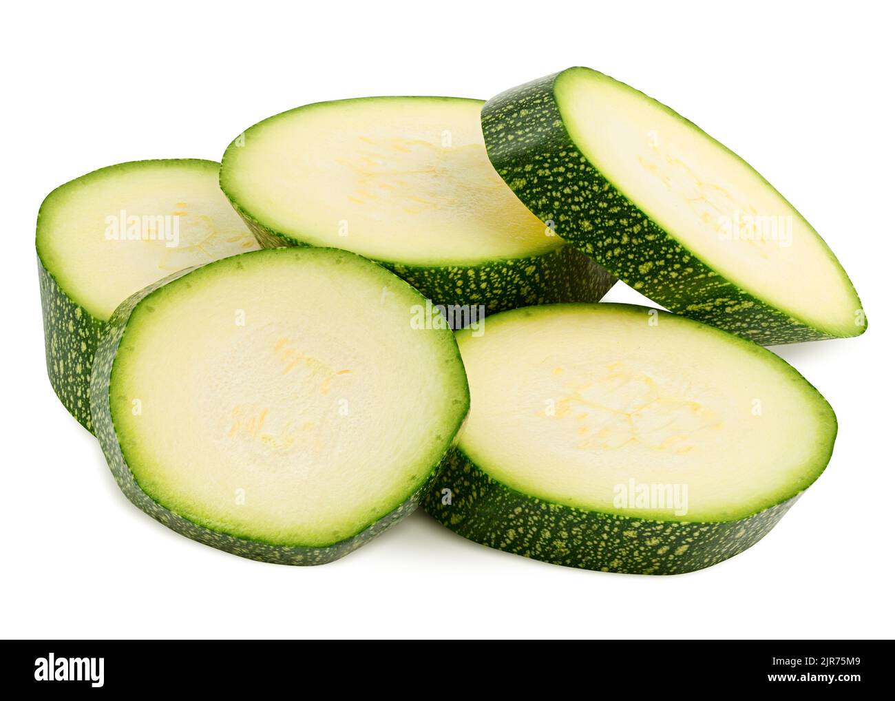 zucchini slice isolated on white background, clipping path, full depth of field Stock Photo