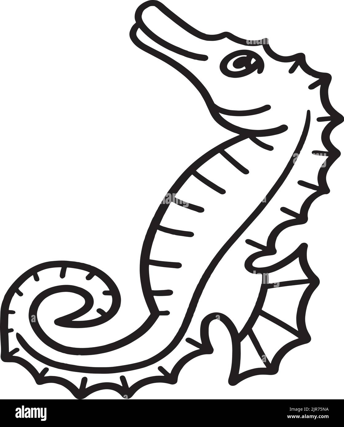 Sea Horse Isolated Coloring Page for Kids Stock Vector