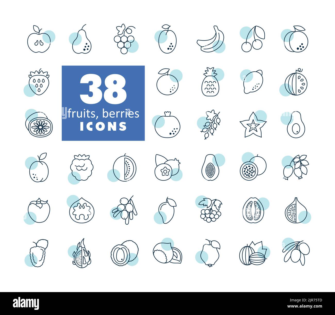 Set of Fruits and Berries vector icon. Graph symbol for food and drinks ...