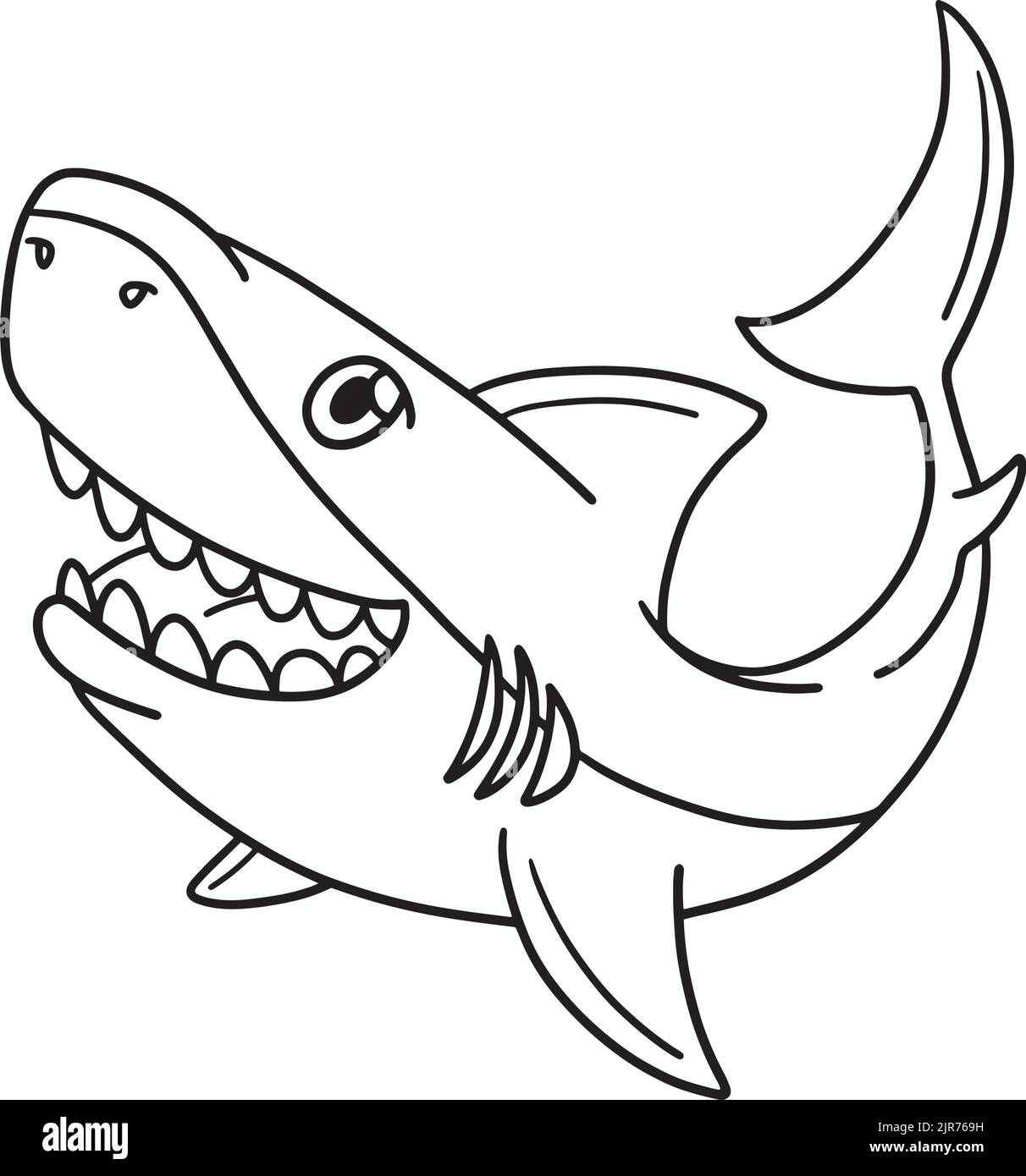 Great White Shark Isolated Coloring Page for Kids Stock Vector