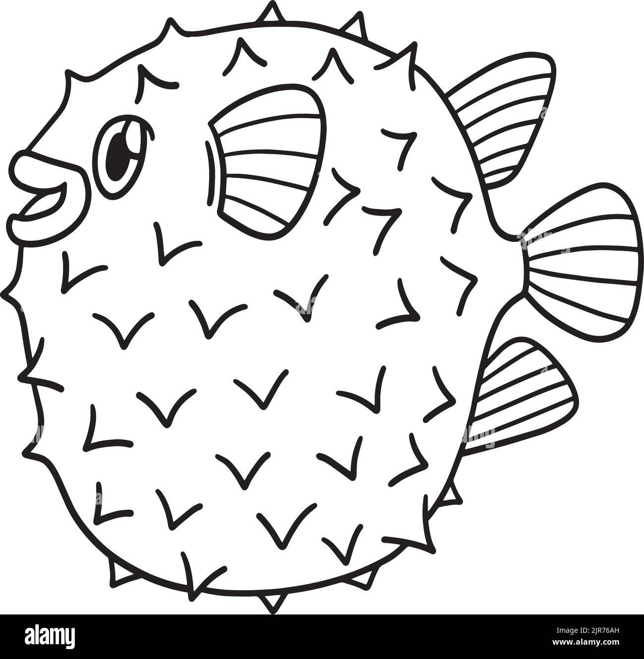 Pufferfish Isolated Coloring Page for Kids Stock Vector