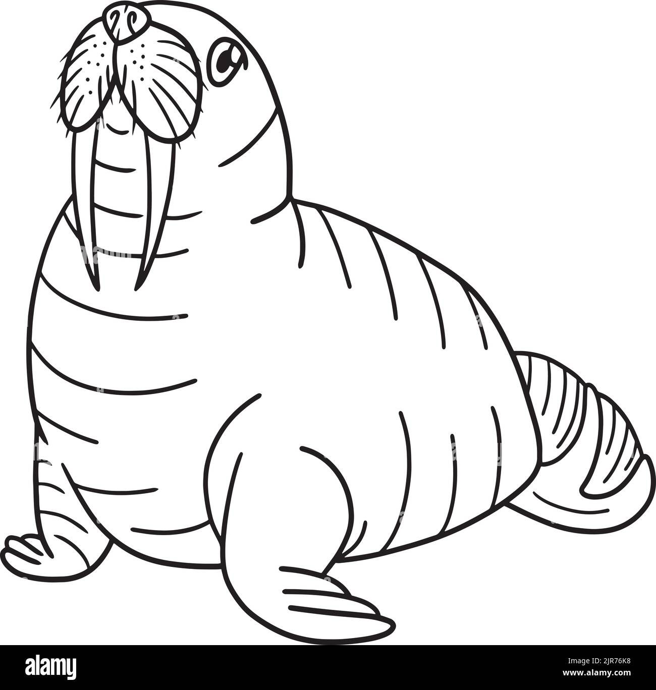 Walrus Isolated Coloring Page for Kids Stock Vector