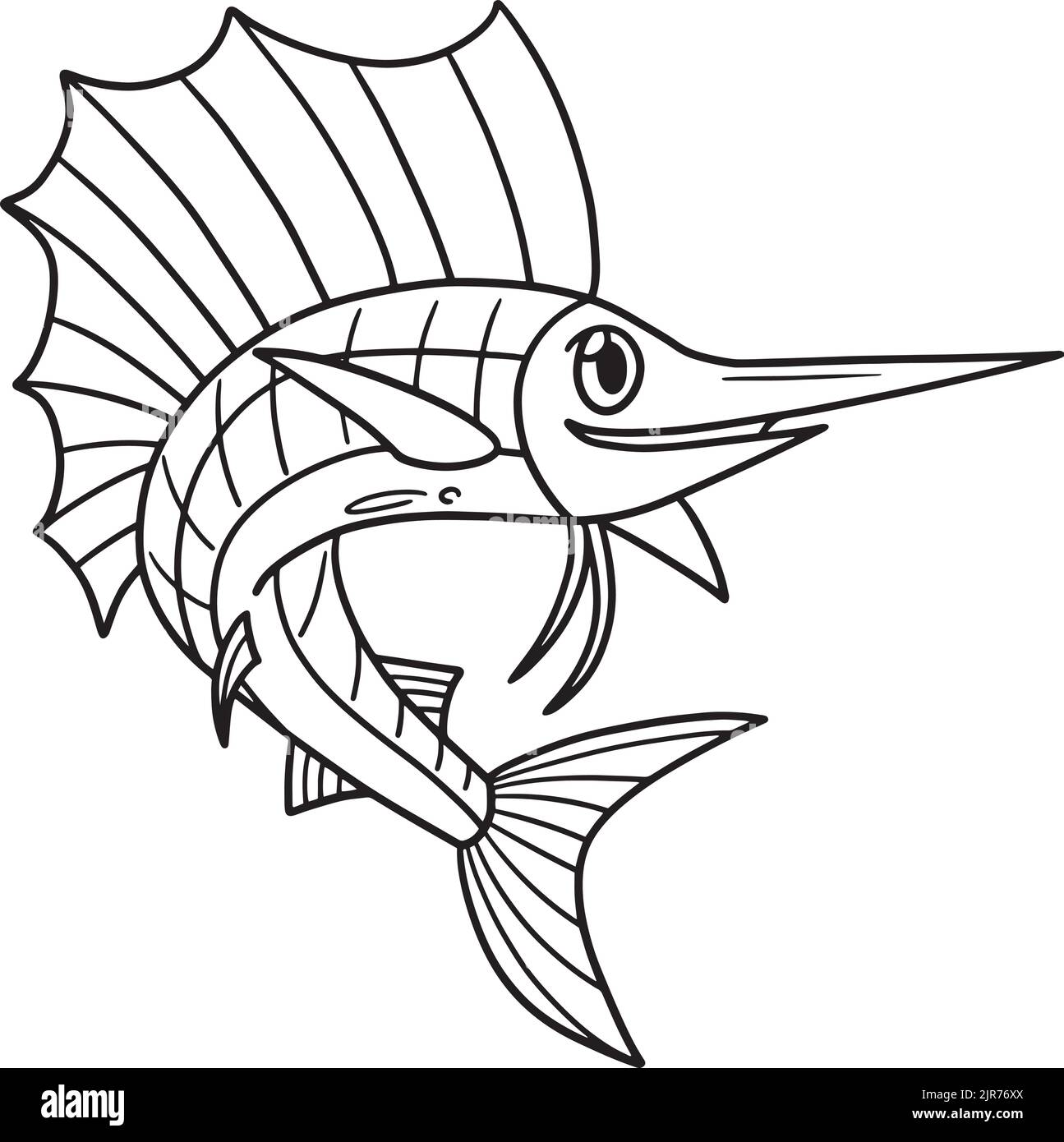 Sail Fish Isolated Coloring Page for Kids Stock Vector