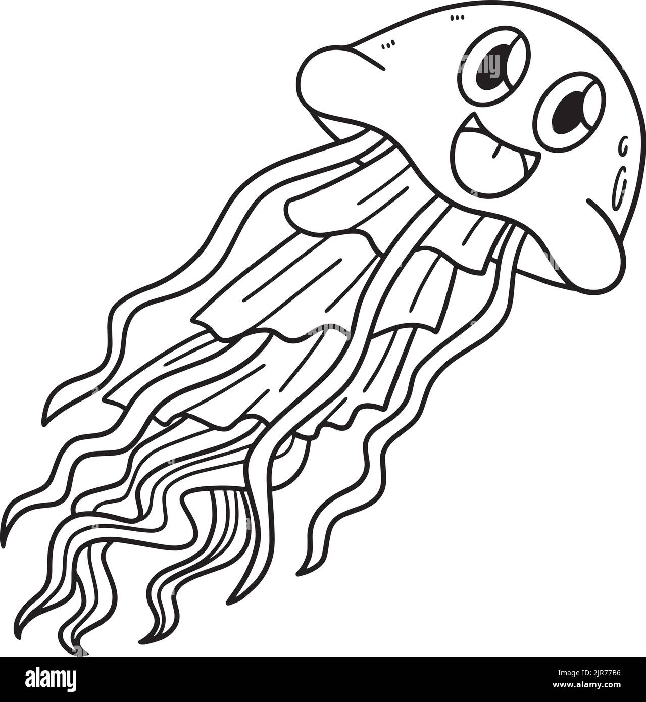 Smiling Jellyfish Isolated Coloring Page for Kids Stock Vector