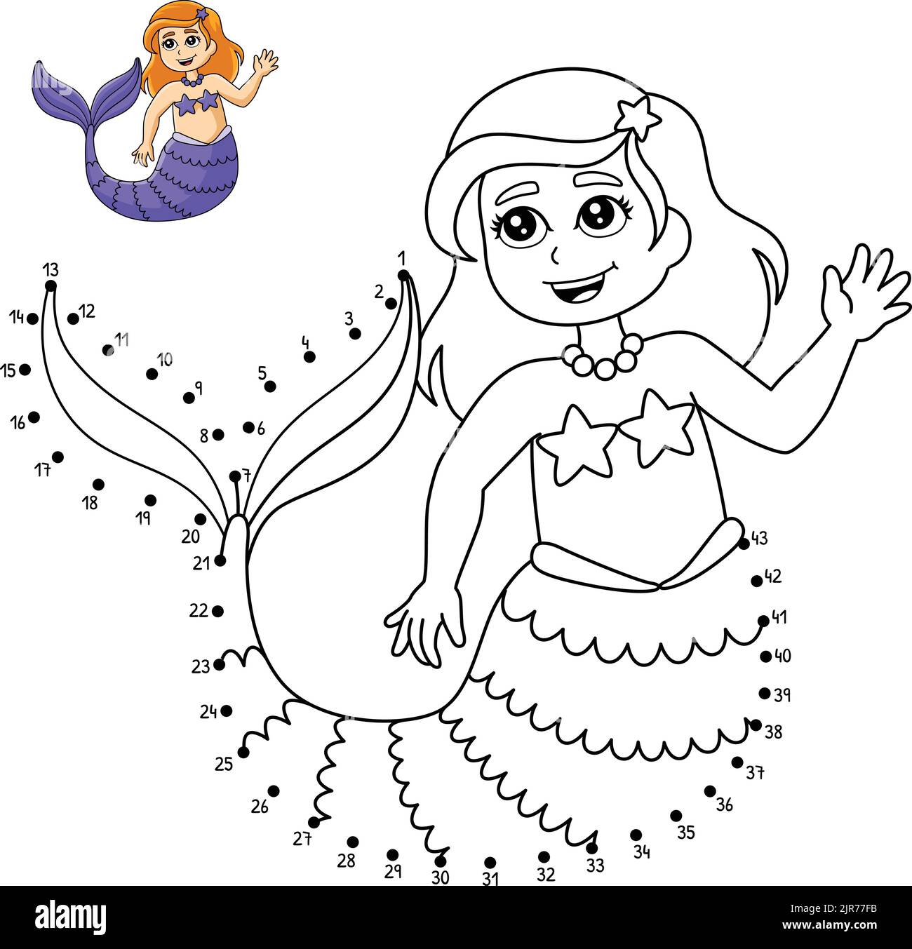 Dot to Dot Mermaid Coloring Page for Kids Stock Vector Image &amp; Art - Alamy