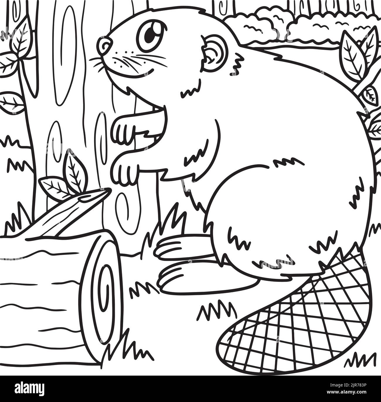 Beaver Coloring Page for Kids Stock Vector Image & Art Alamy