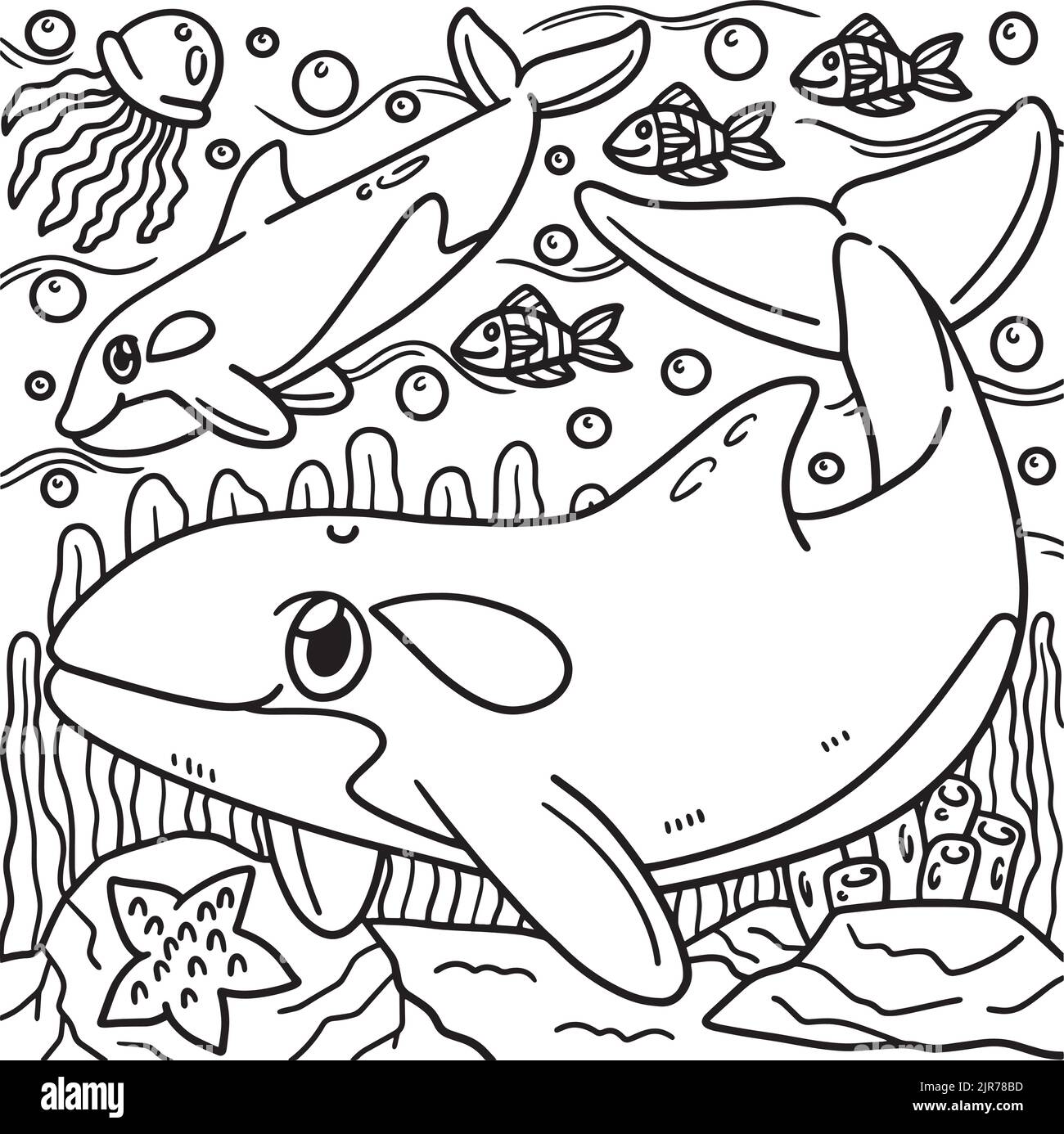 Killer Whale Coloring Page for Kids Stock Vector