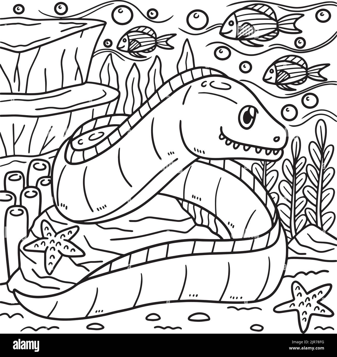Eel Coloring Page for Kids Stock Vector