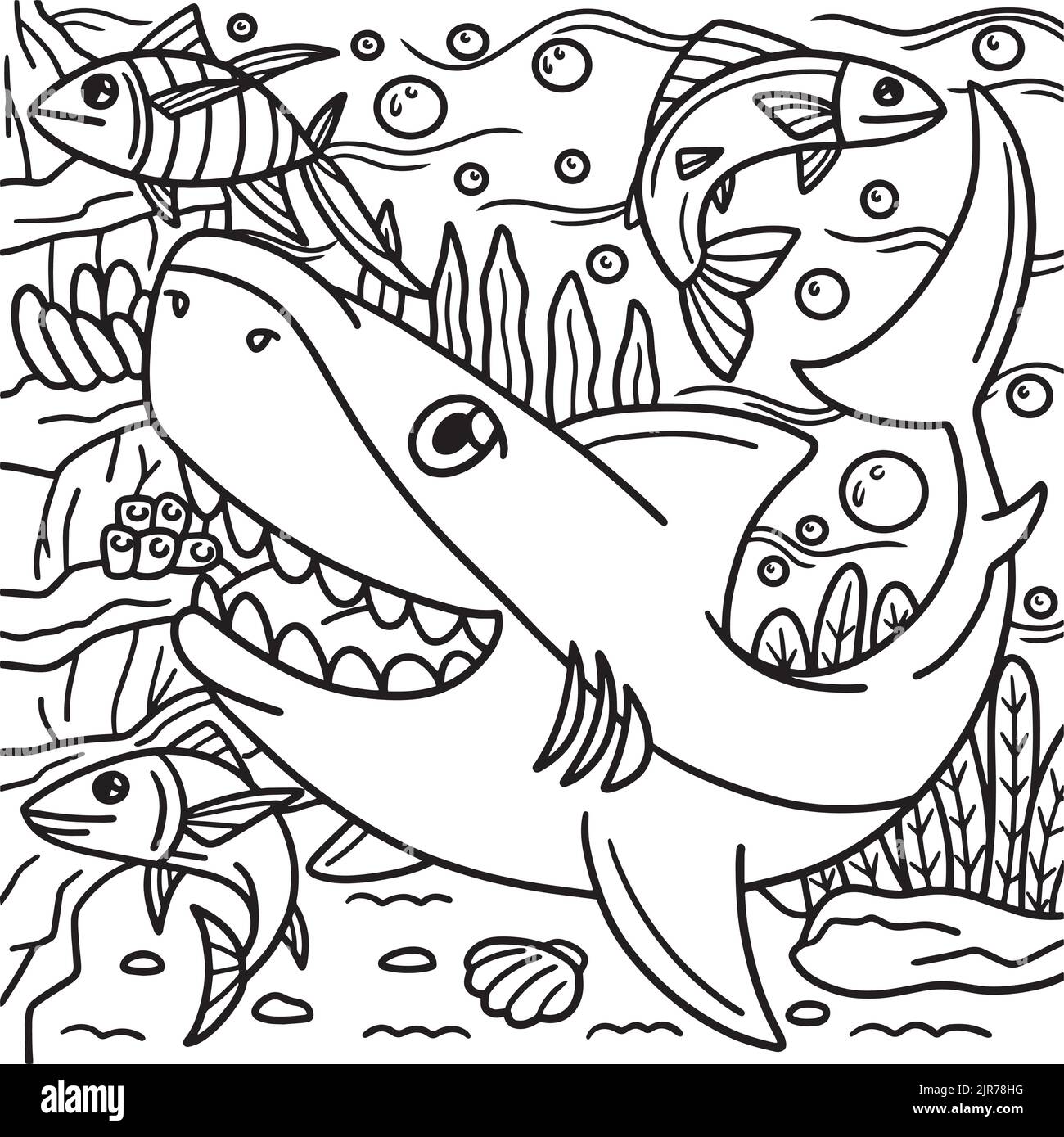 Great White Shark Coloring Page for Kids Stock Vector