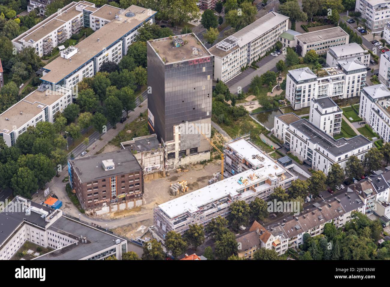 Aerial view, new building office park at the Kronenburg on the area of the former Kronenbrauerei
