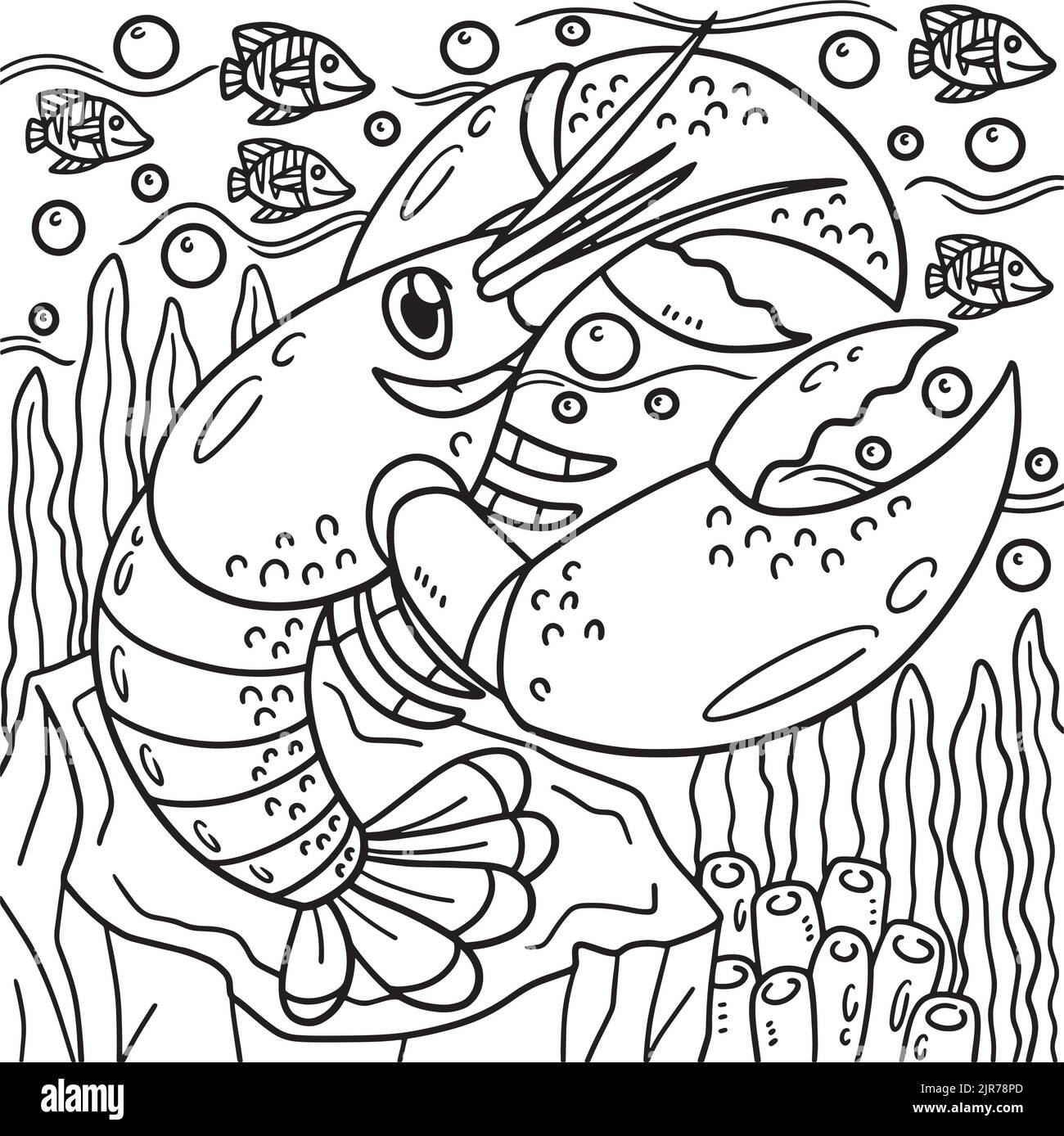 Lobster Coloring Page for Kids Stock Vector