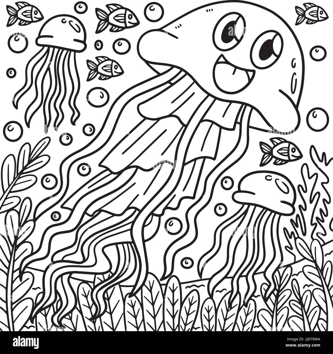 Jellyfish Coloring Page for Kids Stock Vector