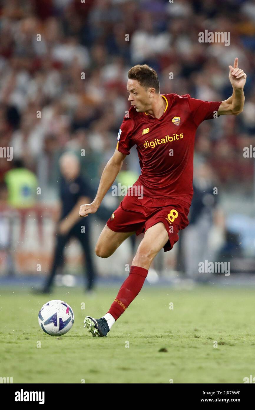 Rome, Italy. 22nd Aug, 2022. Nemanja Matic, of AS Roma, in action during the Italian Serie A football match between Roma and Cremonese at Rome's Olympic stadium. Roma defeated Cremonese 1-0. Credit: Riccardo De Luca - Update Images/Alamy Live News Stock Photo