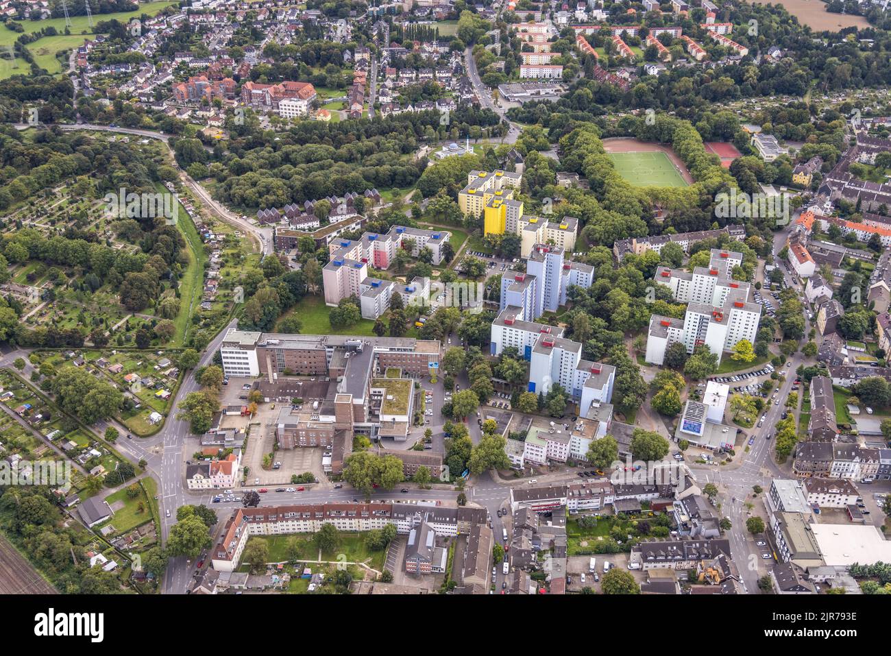 Aerial view, St. Josefs Hospital Dortmund and surrounding high rise