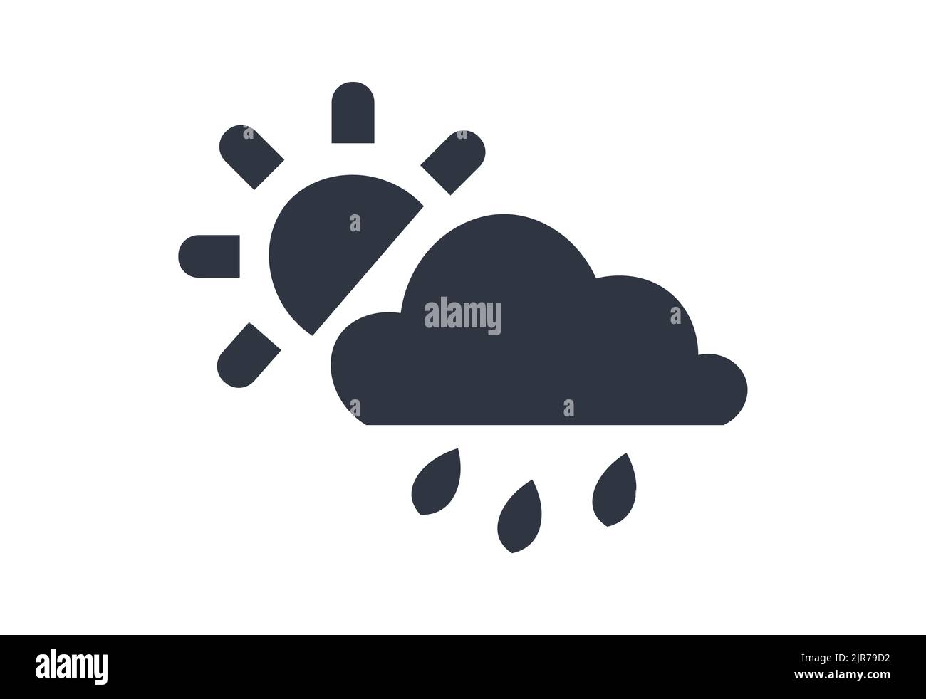 Monochromatic chance of showers and partly sunny icon. Concept of weather and forecasting. Stock Vector
