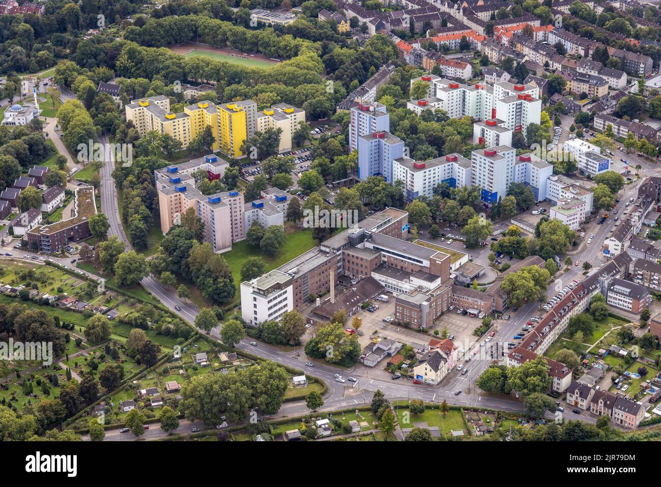 Aerial view, St.JosefsHospital Dortmund and surrounding highrise