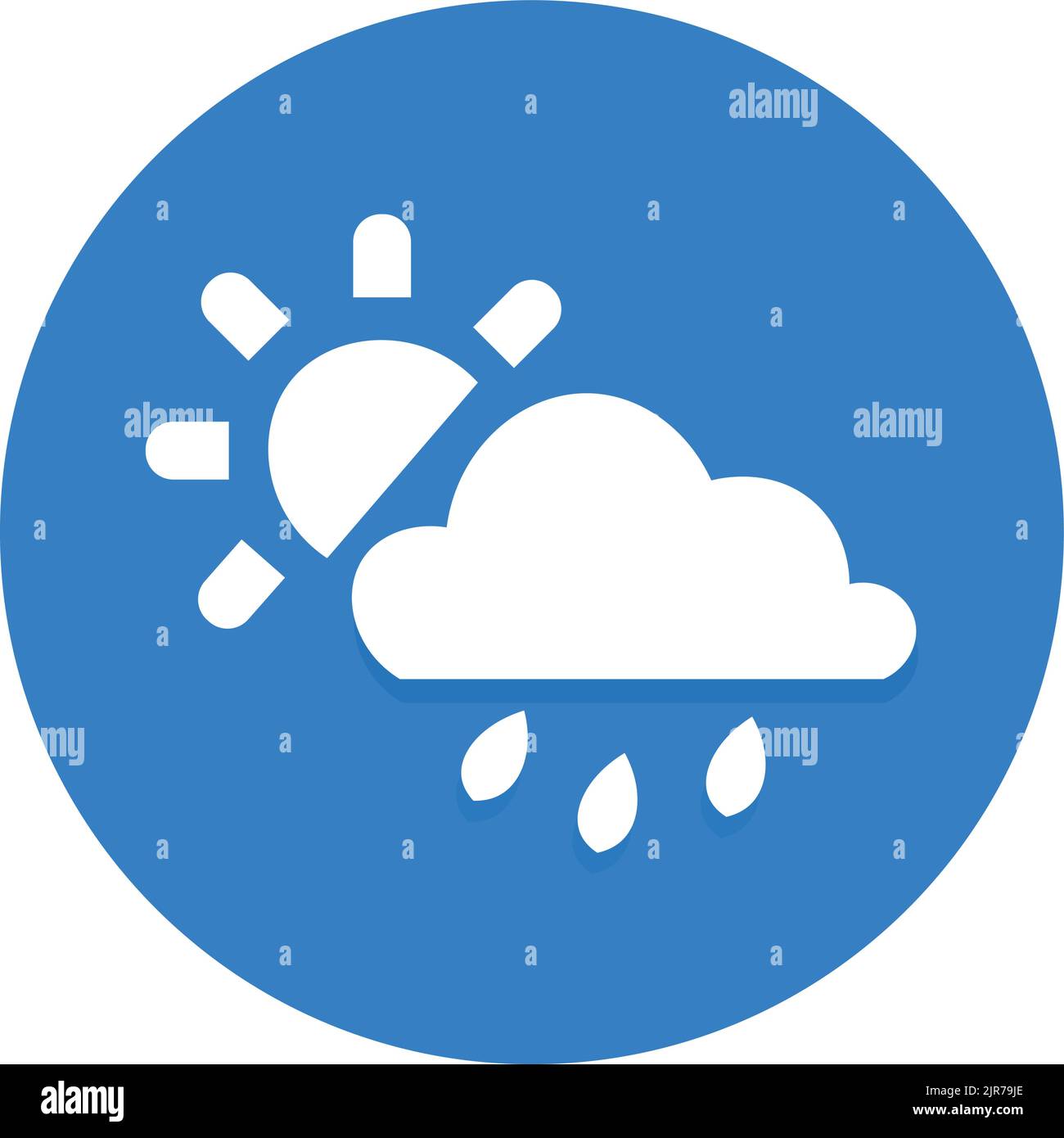 Chance of showers and partly sunny icon. Concept of weather and forecasting. Stock Vector