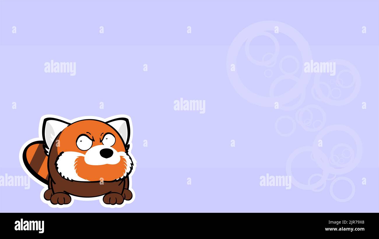 angry red panda ball style character carton background illustration in vector format Stock Vector