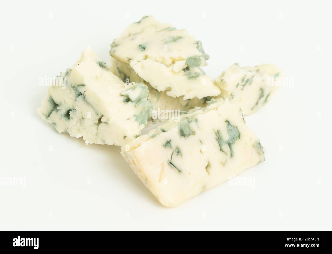 Cheese with blue mold on an isolated white background Stock Photo Alamy