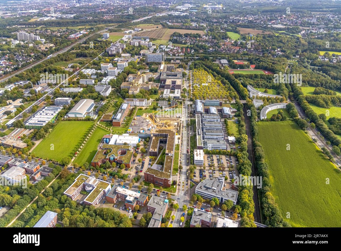 Aerial view of the TZDO - TechnologieZentrumDortmund GmbH, Dortmund University of Technology with the BioMedicine Center BMZ and Max Planck Institute Stock Photo