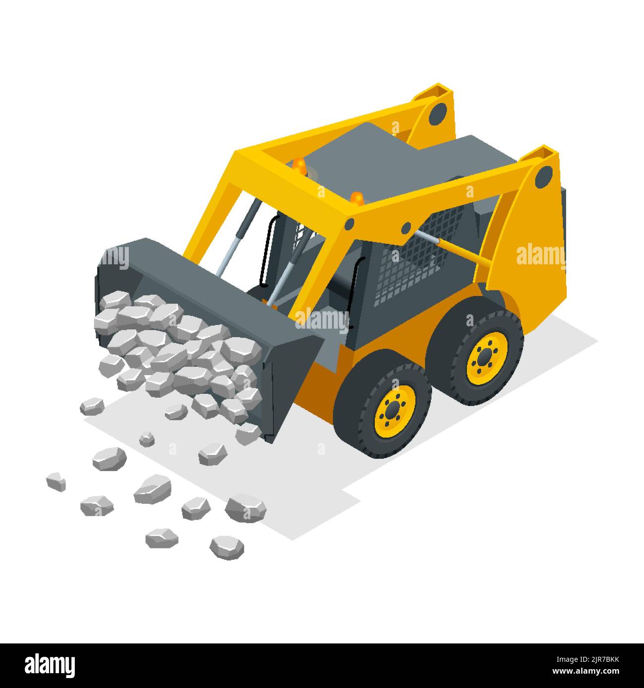 Isometric Compact Excavators. Yellow Skid Steer Loader Stock Vector Image & Art Alamy