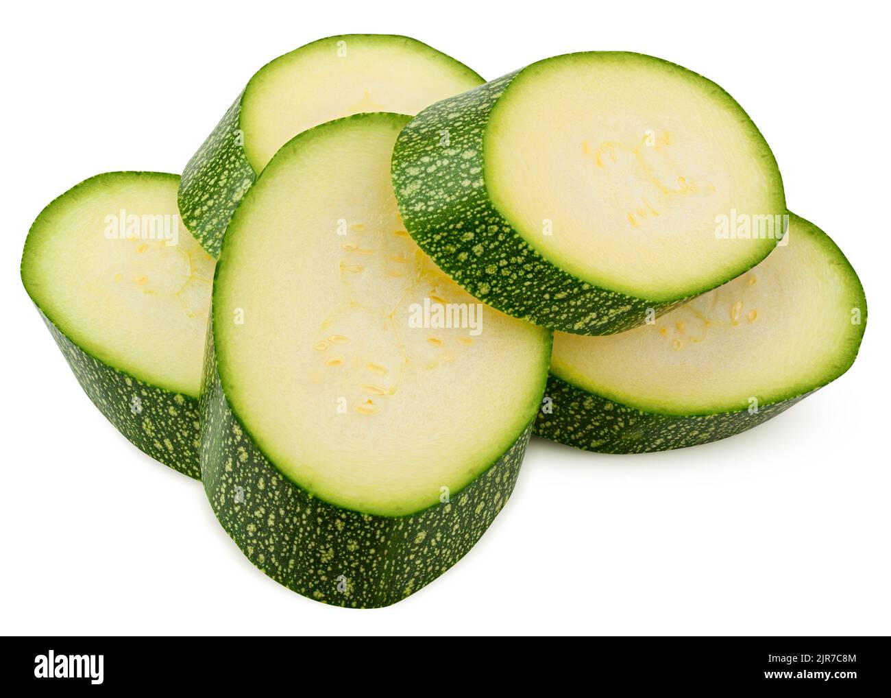 zucchini slice isolated on white background, clipping path, full depth of field Stock Photo