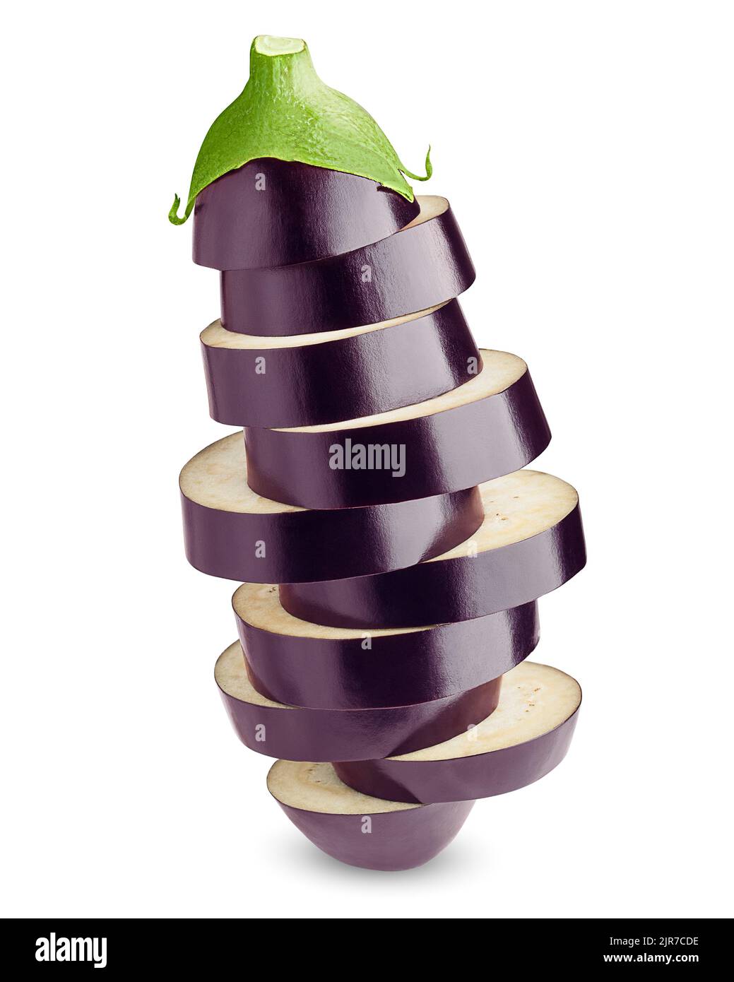 eggplant sliced, isolated on white background, clipping path, full depth of field Stock Photo