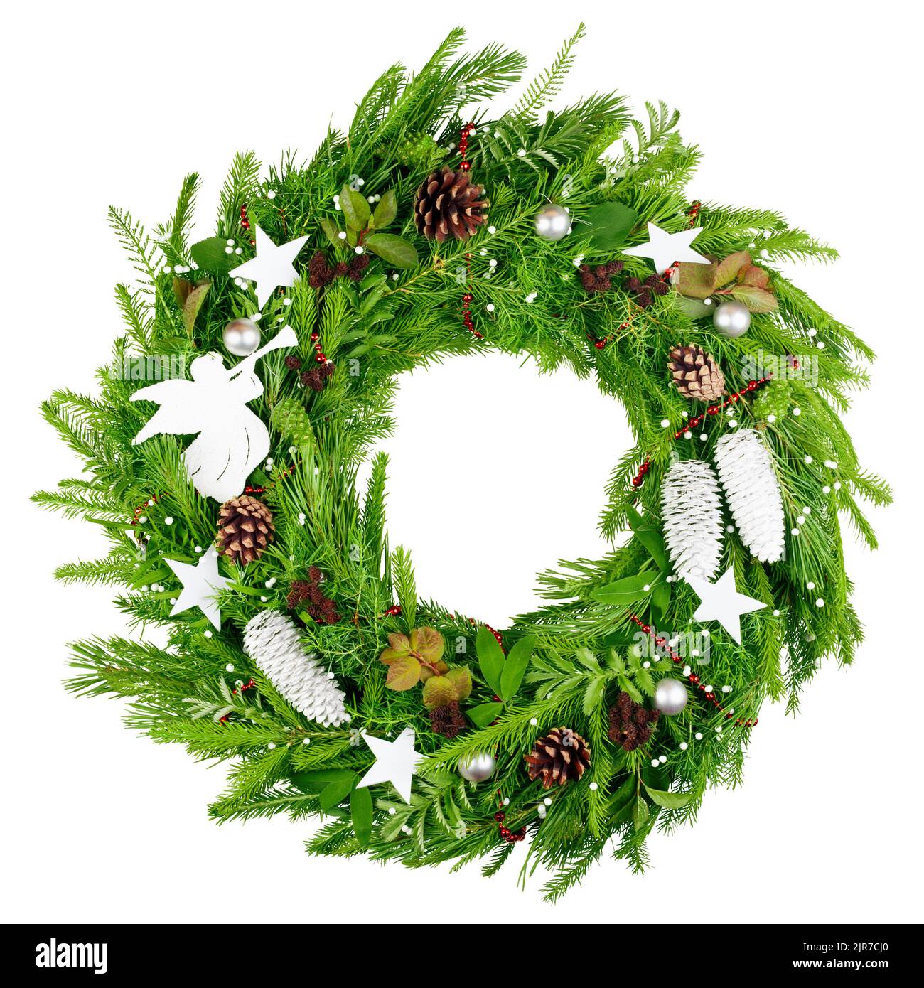 christmas wreath, isolated on white background Stock Photo