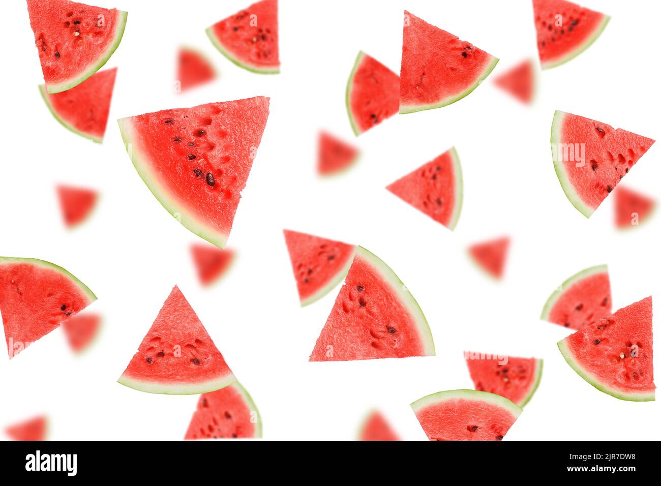 watermelon set, isolated on white background, selective focus Stock Photo