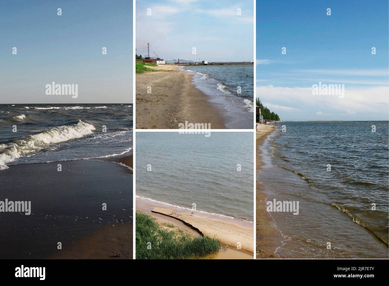 the coasts of the city of mariupol bathed by the Sea of Azov Stock Photo