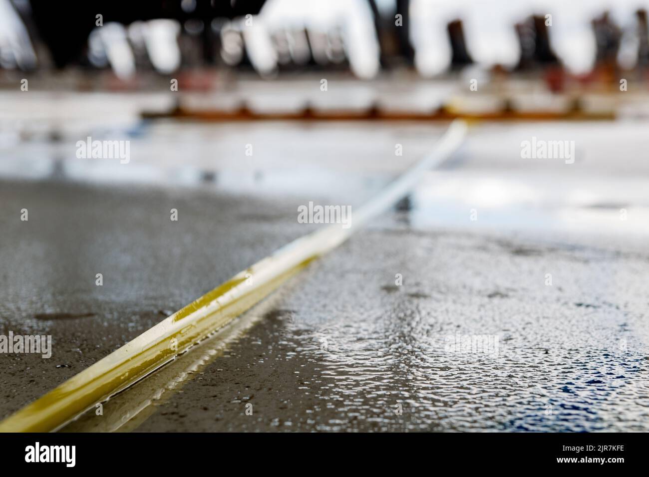 Concrete gray floor at construction site Concrete rubble at the ...