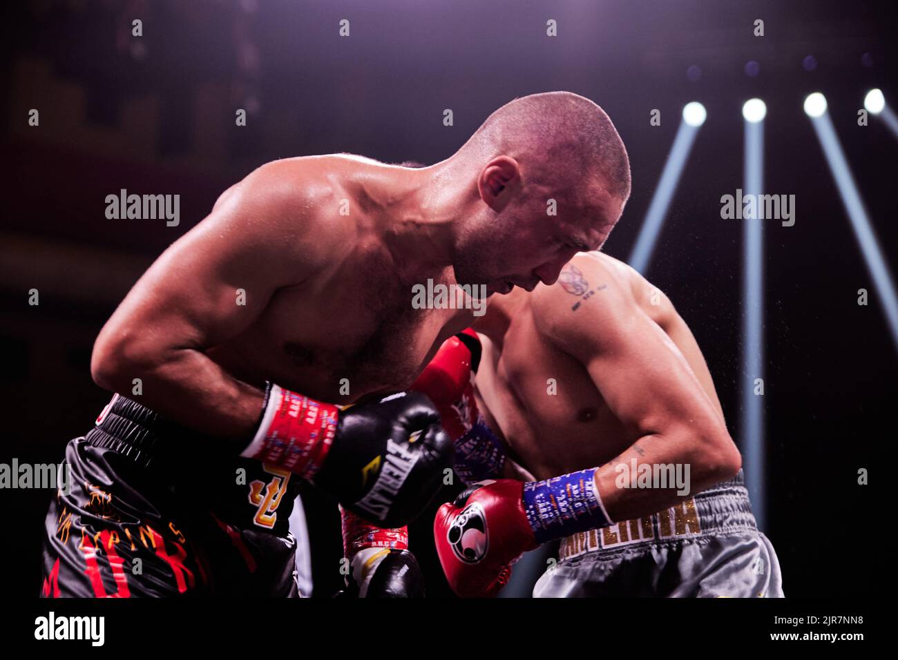 Professional boxer IBF Light-welterweight Sergey Lipinets defeats WBC Lightweight Omar Figueroa Jr. in a 12-round boxing match Stock Photo