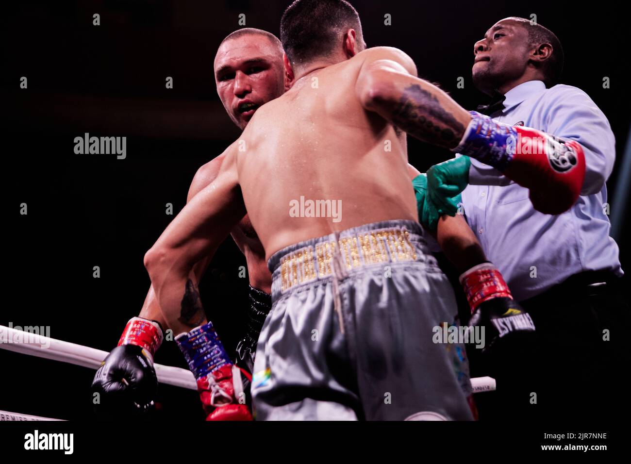 Professional boxer IBF Light-welterweight Sergey Lipinets defeats WBC Lightweight Omar Figueroa Jr. in a 12-round boxing match Stock Photo