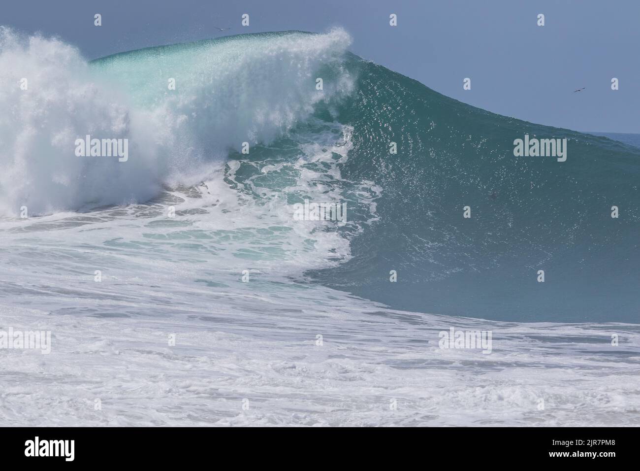 Huge crashing waves at the Wedge, Newport Beach , California Stock Photo