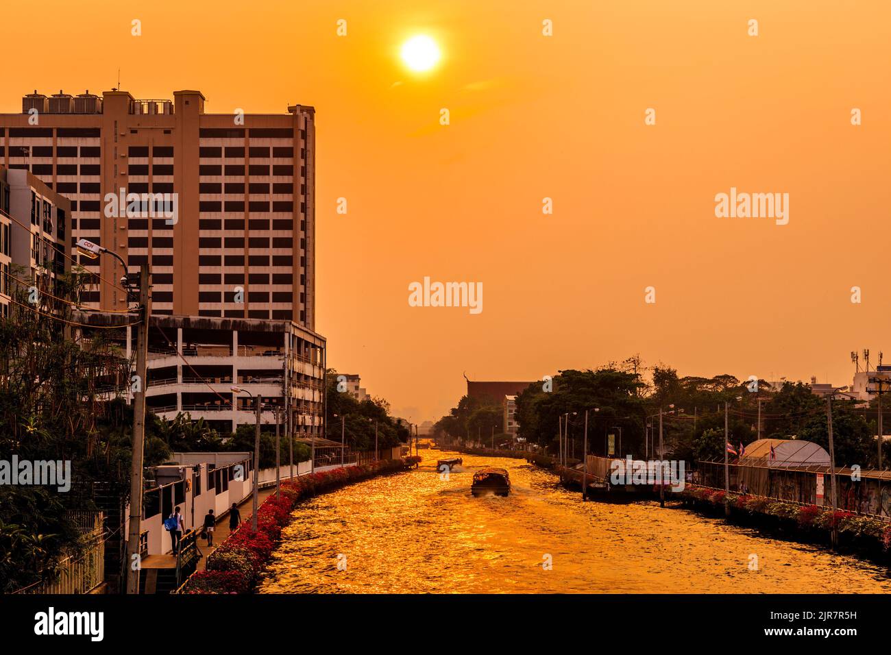 Water Taxi canal for commuters in Bangkok. This location is next to The ...