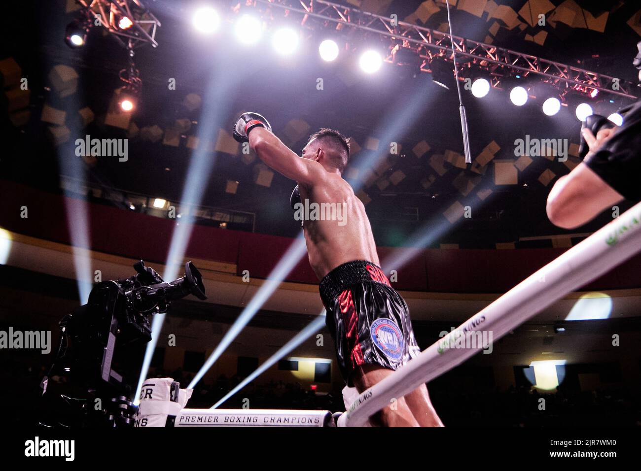 Professional boxer WBA interim superlightweight Alberto Puello defeats