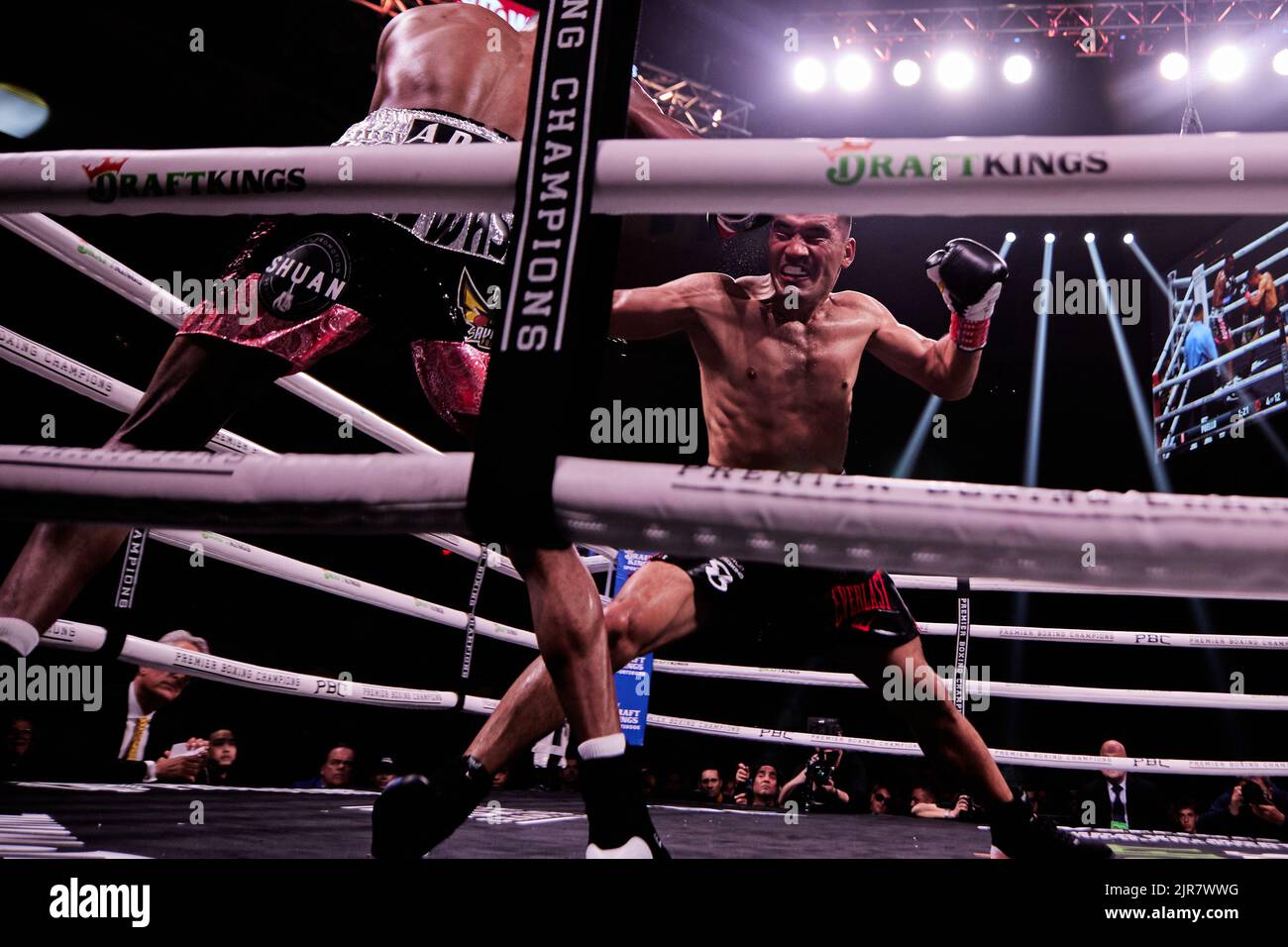 Professional boxer WBA interim superlightweight Alberto Puello defeats