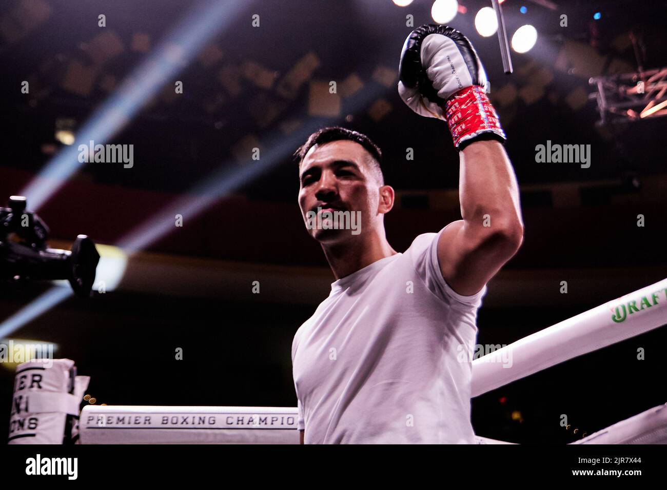 Professional boxer WBA interim superlightweight Alberto Puello defeats