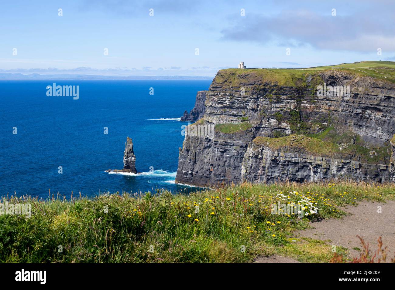 Cliffs of Moher with Branaunmore sea stack, Ireland Stock Photo