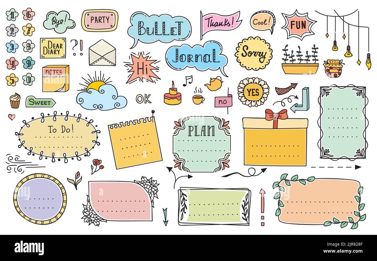 Diary stickers daily planner note paper labels Vector Image