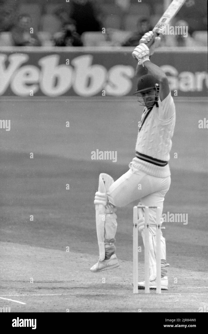 Imran Khan, batting for Pakistan against England, Fourth Test Match, England vs Pakistan, Edgbaston, Birmingham, England 23 - 28 July 1987 Stock Photo