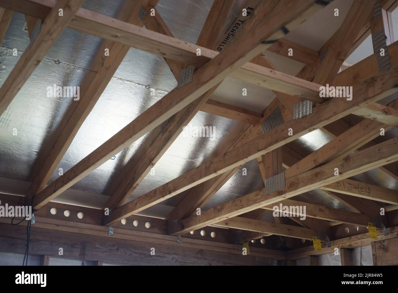roof structure from the inside of a building Stock Photo