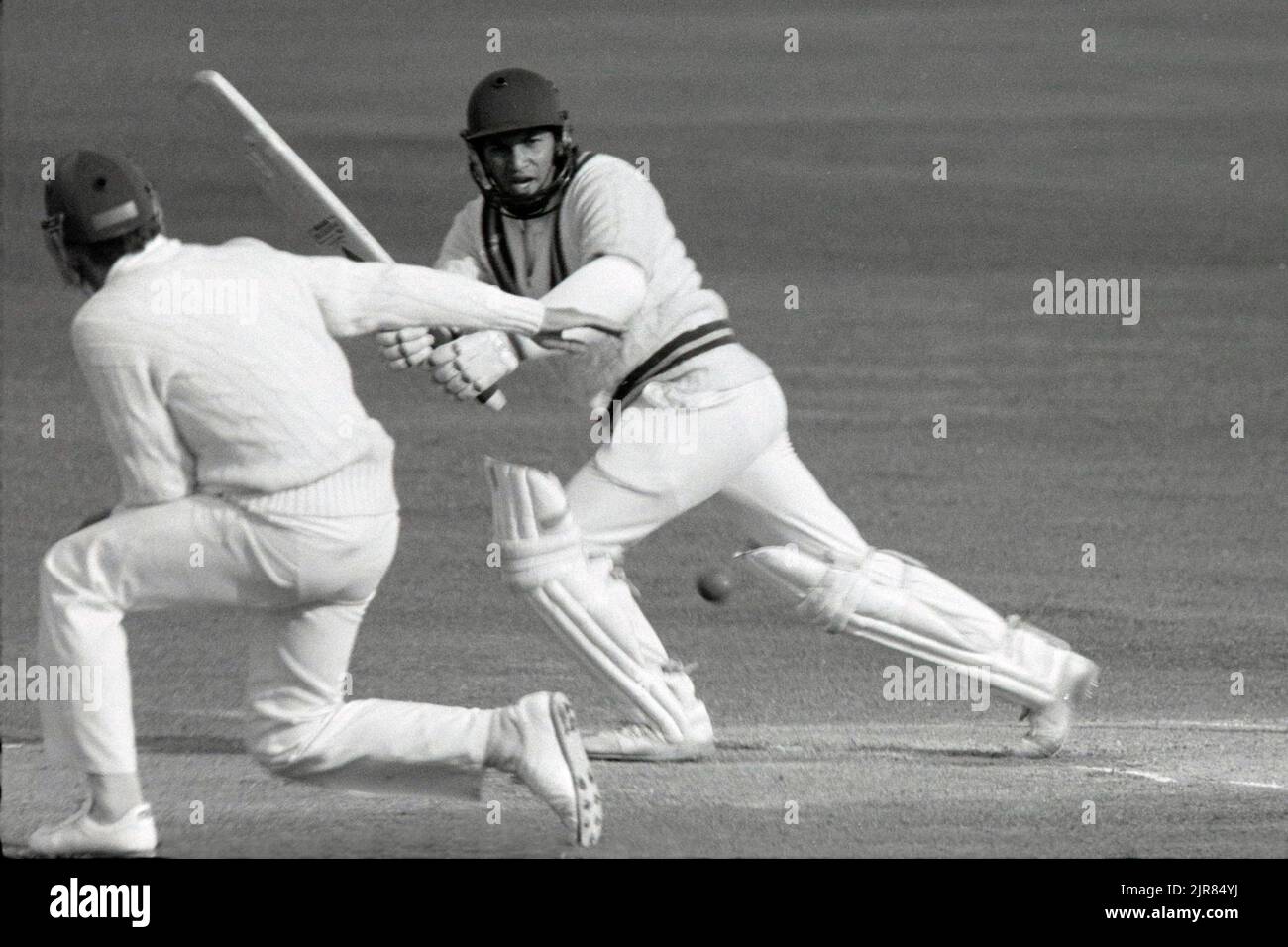 Wasim Akram, batting for Pakistan against England, Fourth Test Match, England vs Pakistan, Edgbaston, Birmingham, England 23 - 28 July 1987 Stock Photo