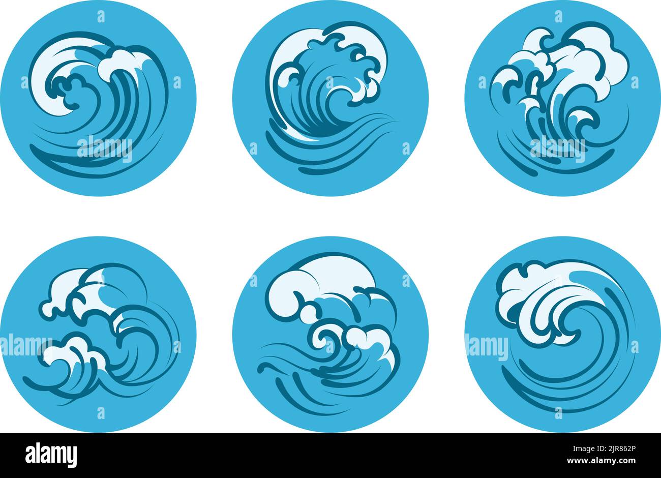Tsunami curl icons Stock Vector