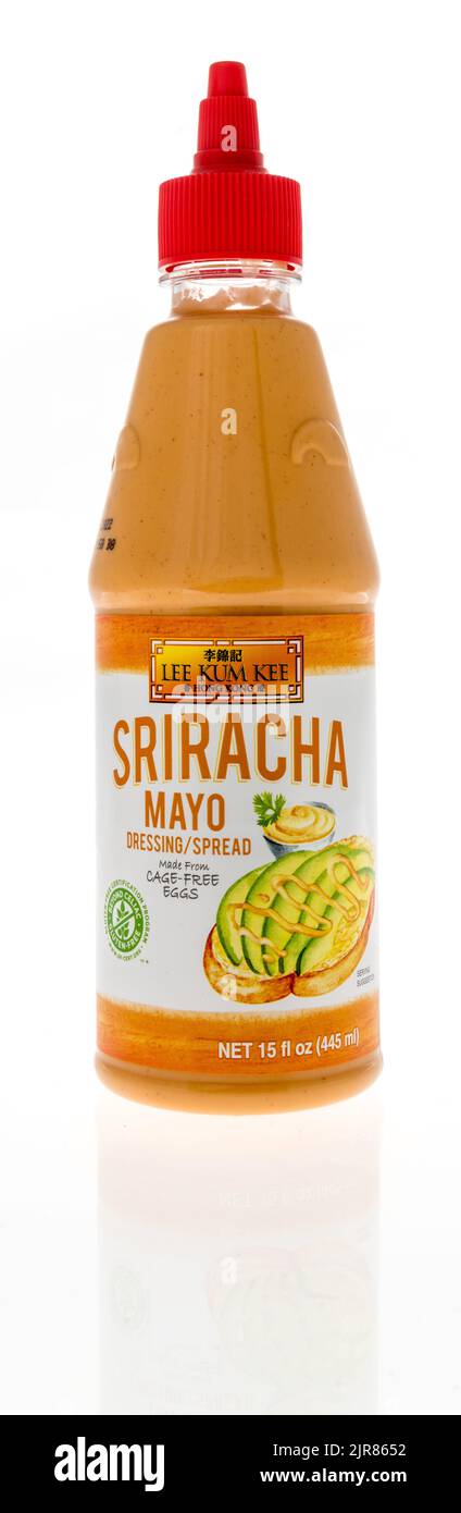 Winneconne, WI -1 May 2022: A package Lee Kum Kee sriracha mayo on an isolated background Stock Photo