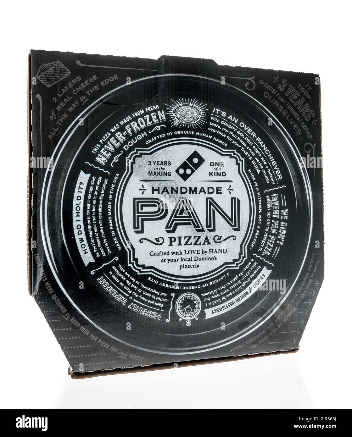 Winneconne, WI 6 June 2022 A package of Dominos pizza box handmade
