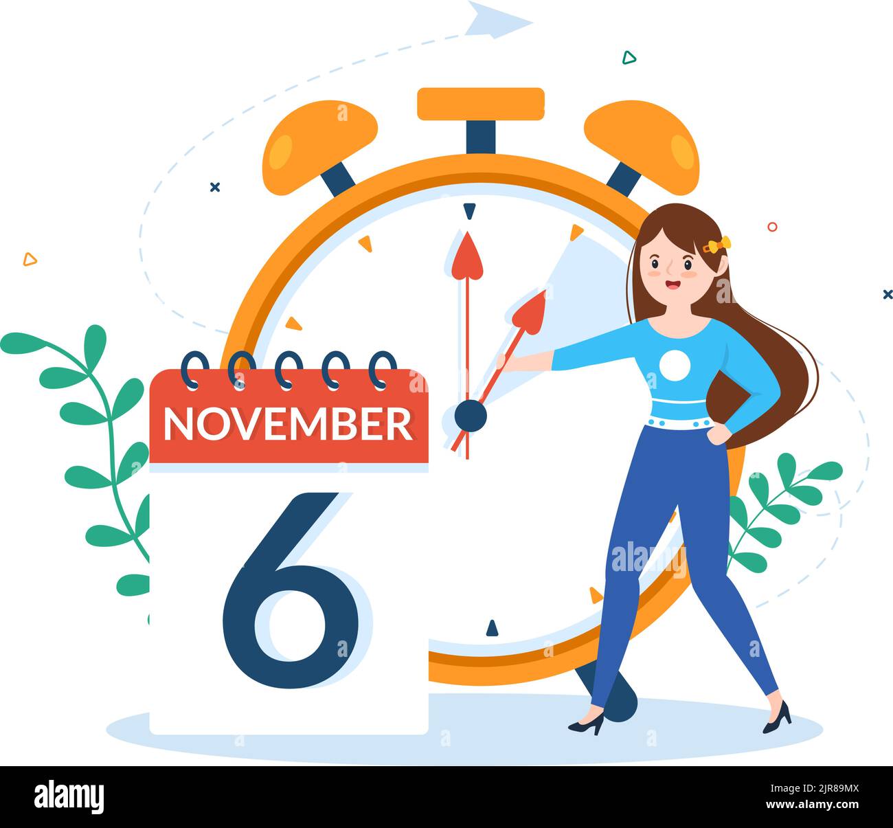 Daylight Saving Time ends concept. The hand of the clocks turning to winter  and summer time. Vector illustration in modern flat style design Stock  Vector Image & Art - Alamy
