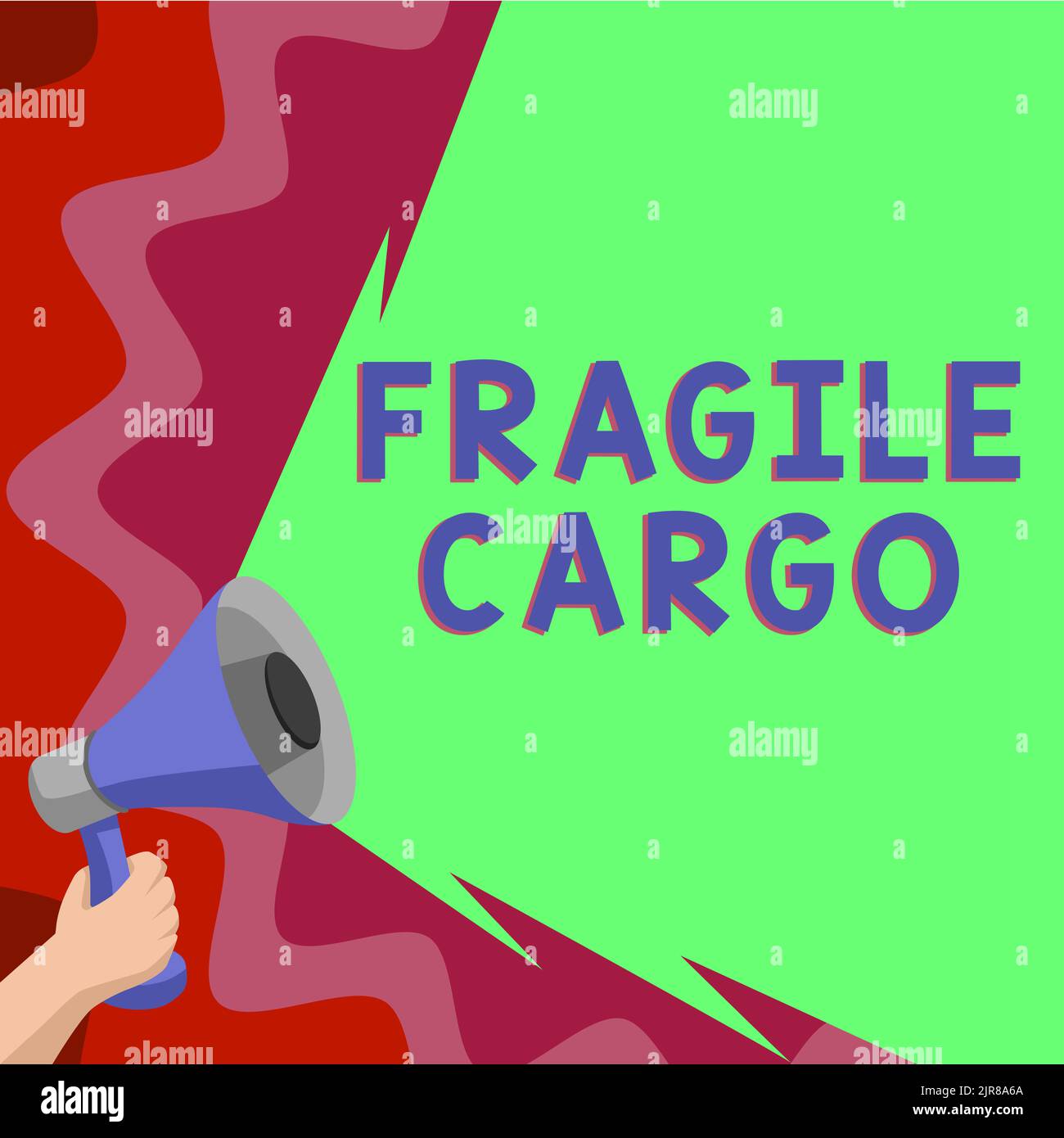 Conceptual caption Fragile Cargo. Business overview Breakable Handle