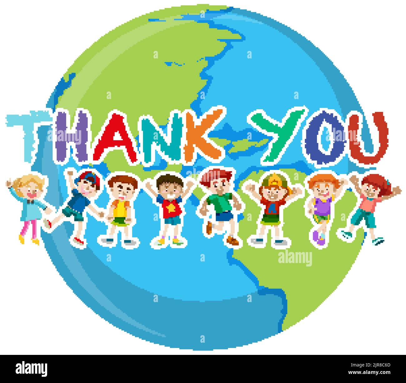 Children with thank you word illustration Stock Vector Image & Art - Alamy