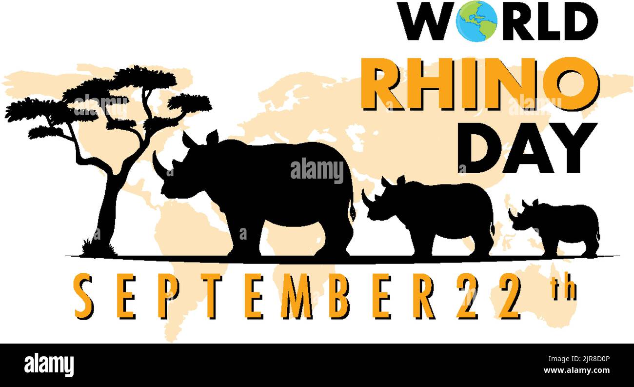 World Rhino Day September 22 Banner illustration Stock Vector Image ...